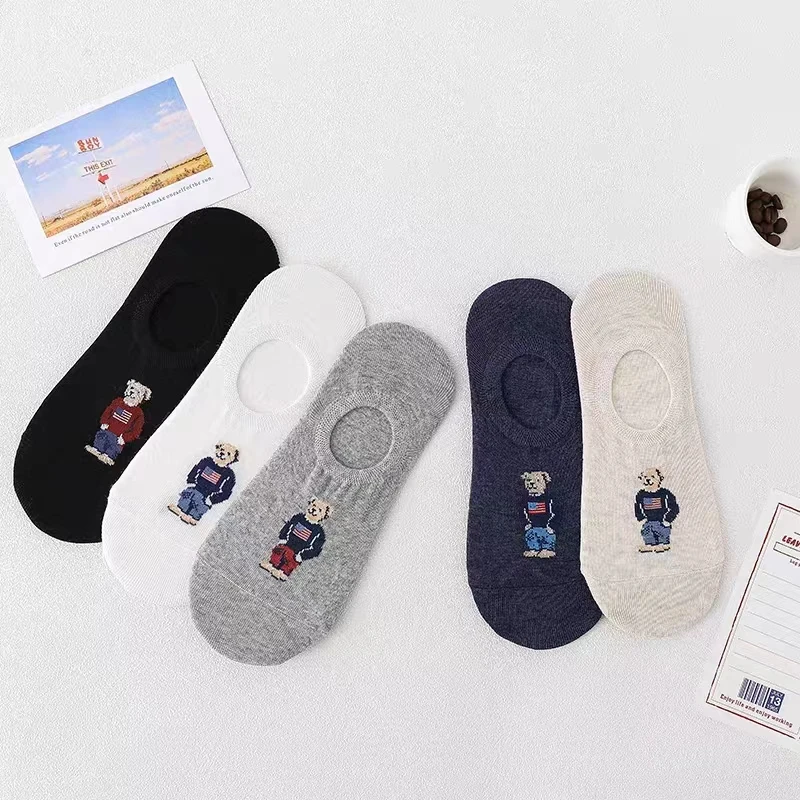 5 Pairs of Fashionable Cartoon Anime Pattern Men's Socks For Summer Lightweight Breathable Outdoor Casual Men's Short Socks
