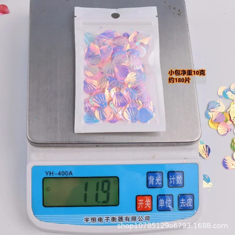 Description Picture 6 of item10g/Bag13mm Transparent Shell Mermaid Fish Scale Sequins PVC Paillettes DIY Wedding Sewing Dress Craft Lentejuelas Accessories