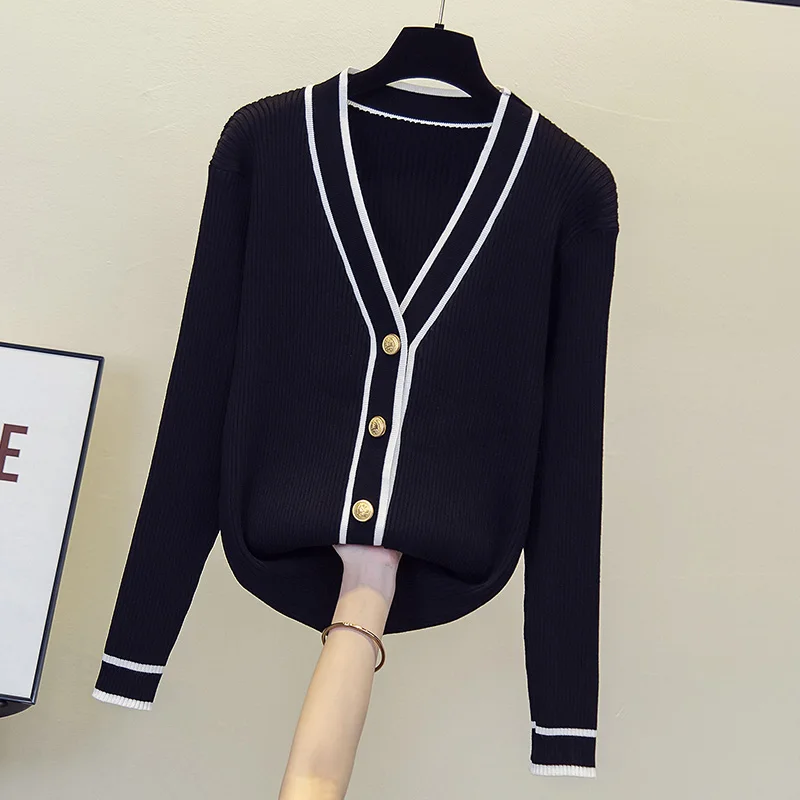 thumbnail image 1 of Suéter mujer 2024 Suéter elegante para mujer y cárdigans con botones y cuentas de perlas Chaqueta de punto formal blanca y negra jersey mujer, 1 of 5