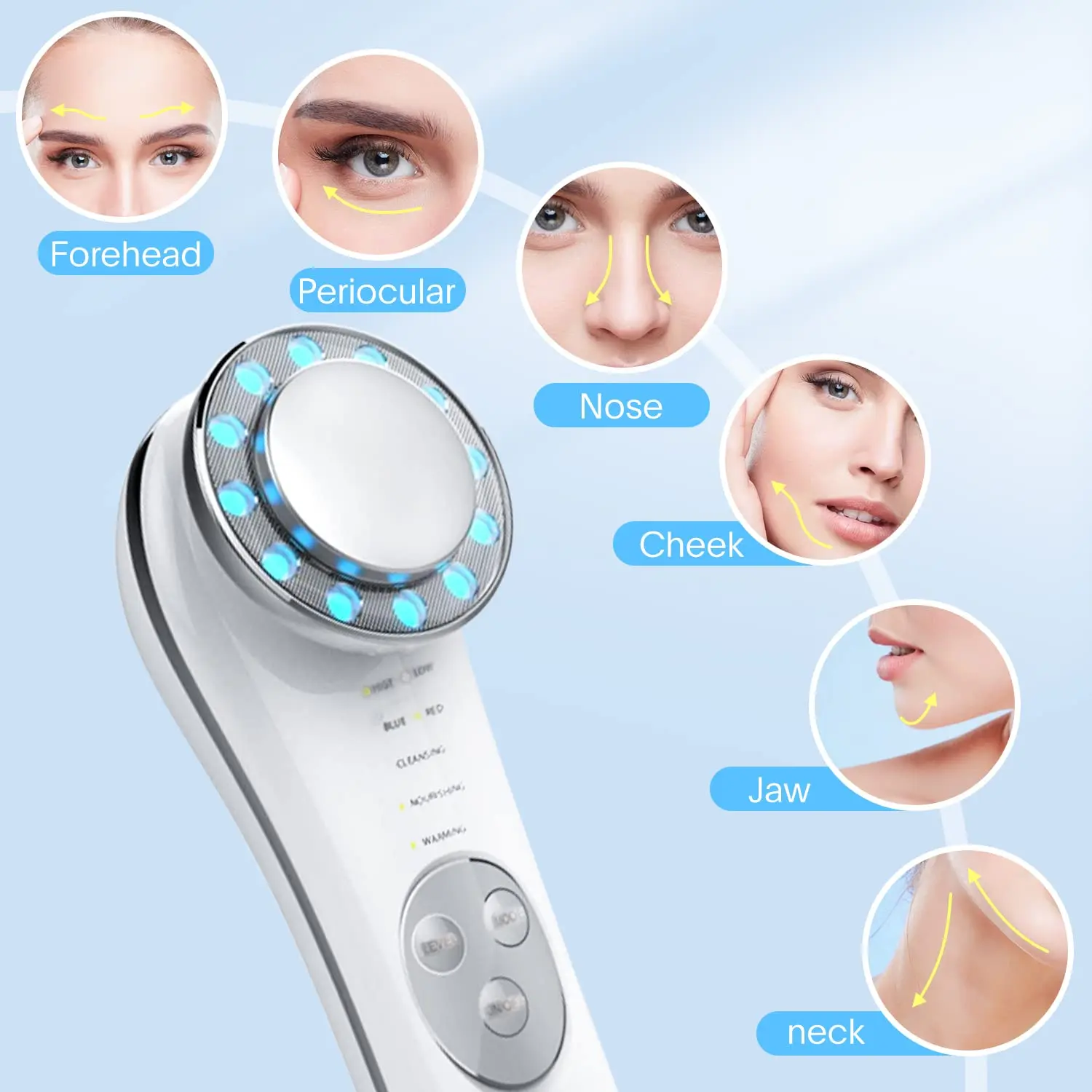 Dispozitive de masaj facial pentru înfrumusețare, terapie cu lumină roșie, masaj facial EMS, lifting facial de înaltă frecvență, antirid, îngrijire coreeană a pielii și ochilor_voghion.com