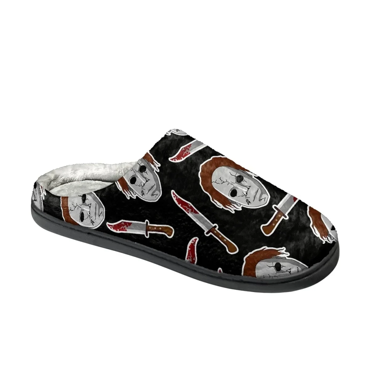 Winter Casual Comfortable Women Slippers Horror Movie Print Couples Footwear Drop Ship Autumn Winter Warm Men's Cotton Slipper