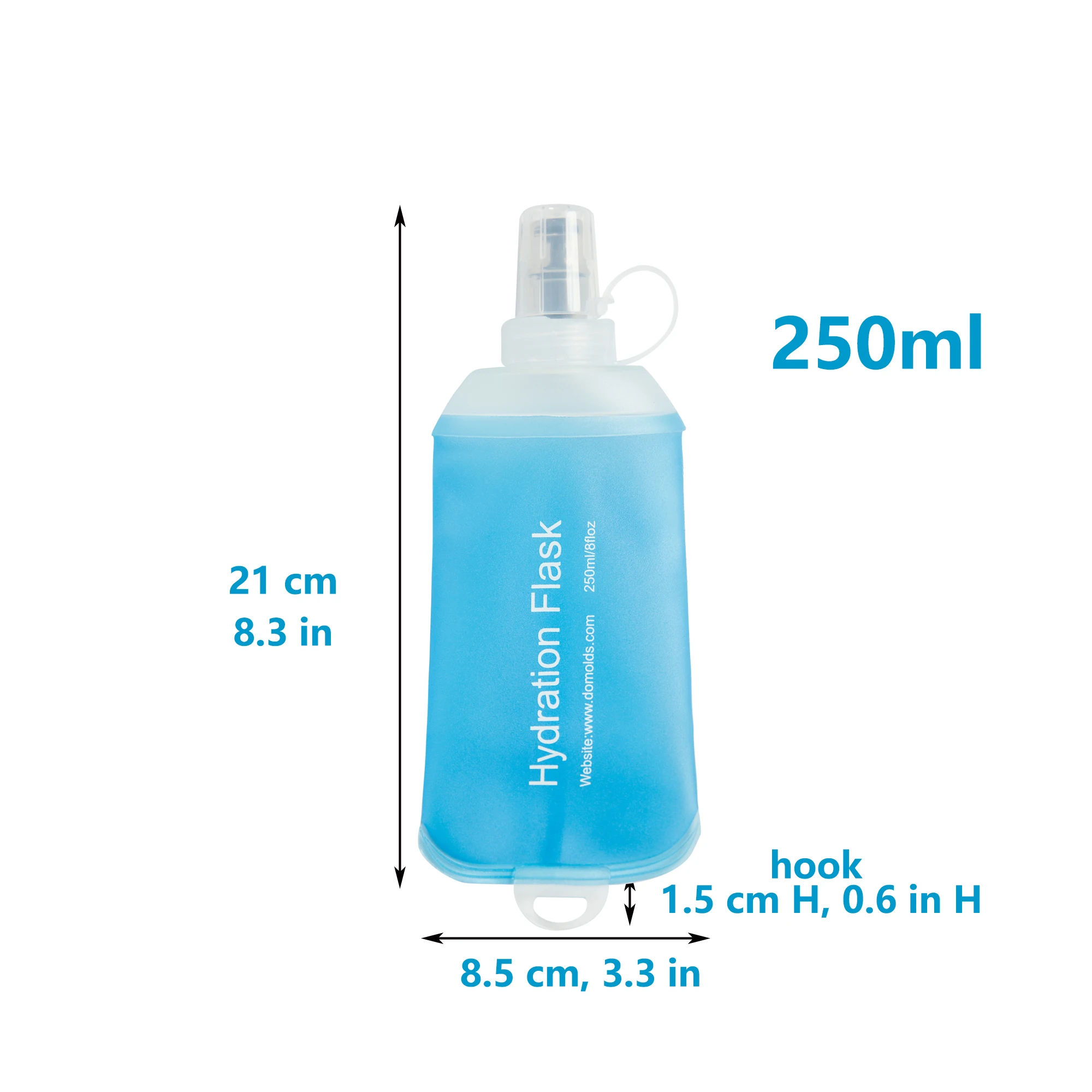 Collapsible Soft Flask - White Folding Water Bottle for Outdoor Activities (500ml, 250ml, 150ml)