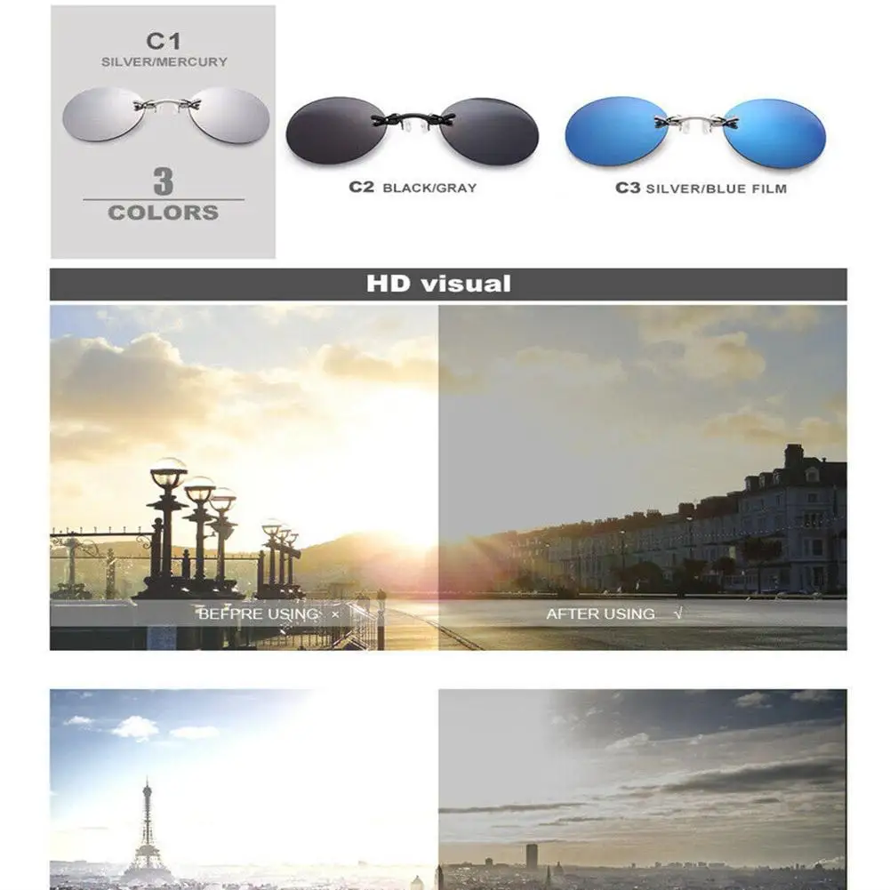 1pc clip on nose glasses round rimless matrix Morpheus sunglasses mini frameless vintage men eyeglasses clip glasses