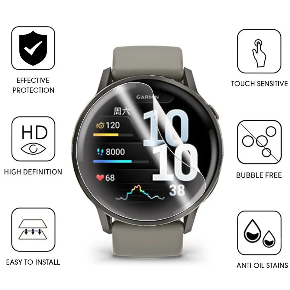 Garmin Venu 4 45mm 41mm용 소프트 하이드로겔 필름, 스크래치 방지 스크린 보호필름, Garmin Venu 3 3S/Venu 4용 투명 필름 액세서리