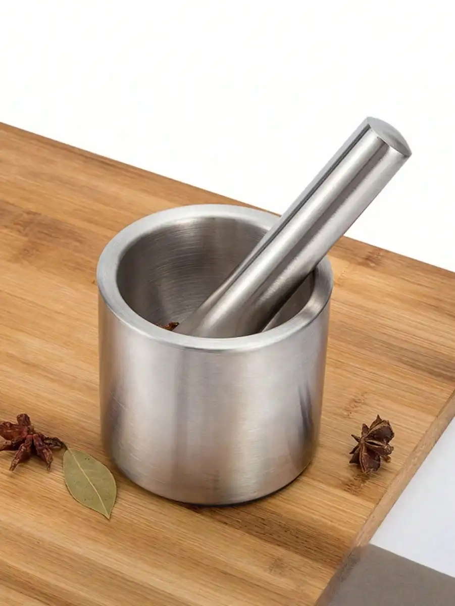 1pc 304 Stainless Steel Garlic Masher, Manual Mortar And Pestle Grinder For Making Garlic Paste, Crushed Herbs And Spices — view 2