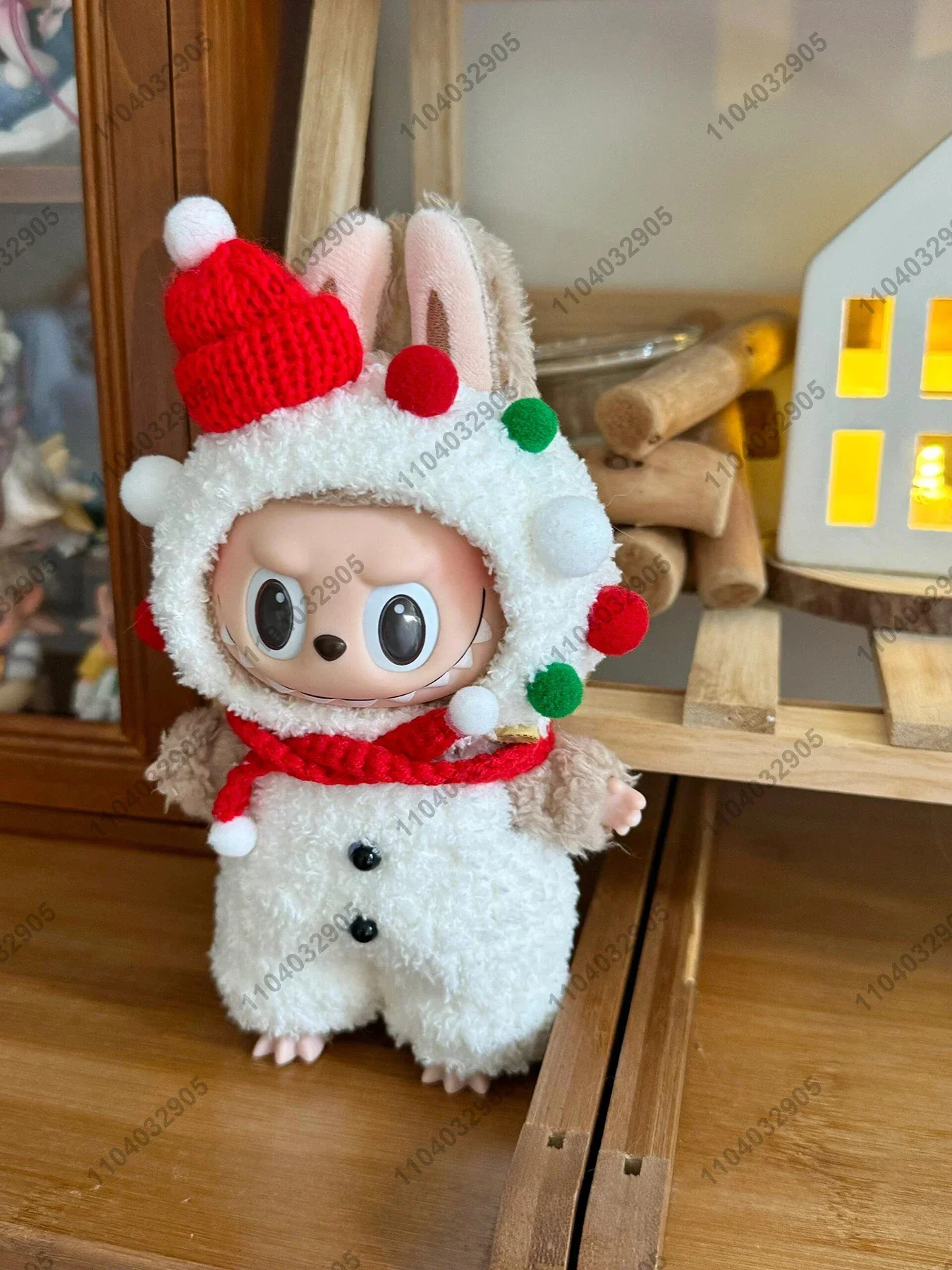 Labubu The Monster Christmas Snowman Costume Doll Clothes Vinyl Plush Doll Original Replica 1:1 Action Figure Bag Charm Pendant