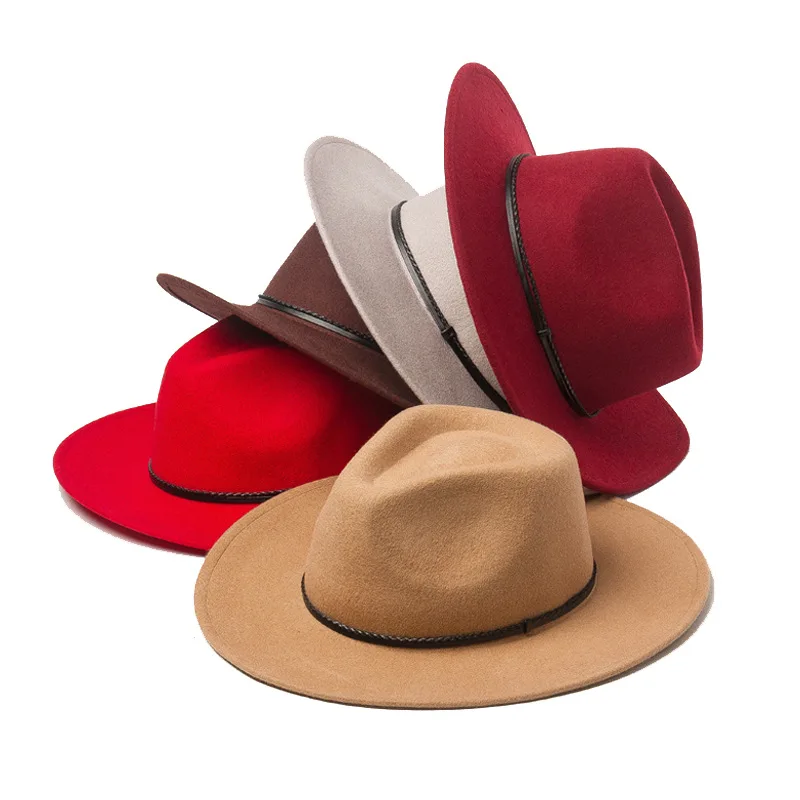 

Fedora Hat Women Winter Hats for Women Ribbon Band Men's Hat Wide Brim Classic Beige Wedding Church Bowler New Cap Chapeau Femme