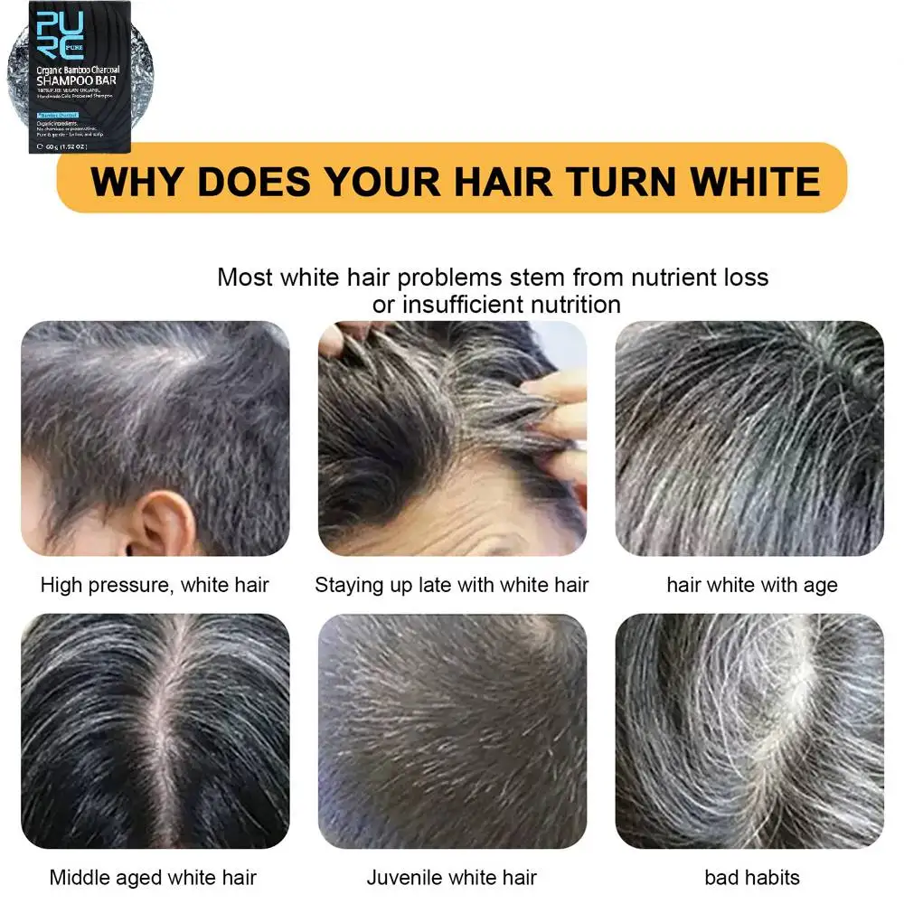 Description Picture 4 of item60g Soap Hair Darkening Shampoo Bar Repair Gray White Hair Color Dye Face Hair Body Shampoo Natural Organic Hair Conditioner