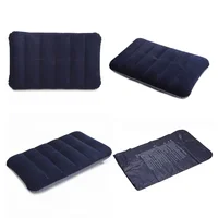 Inflatable Travel Neck Pillow Outdoor PVC Flocking Pillows Mattress Blue Inflation Cushion 1