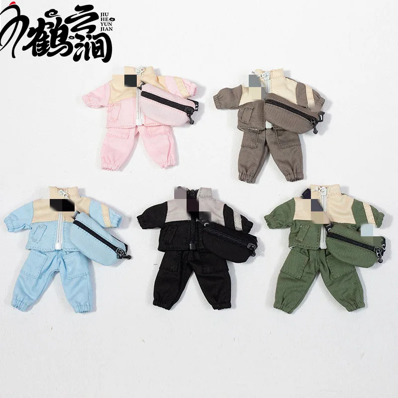 Ob11 Dolls Handmade Clothes Overalls Suit With Hat Messenger Bag Shirt Toy Accessories Obitsu11, GSC, Molly YMY P9 Dolls 6
