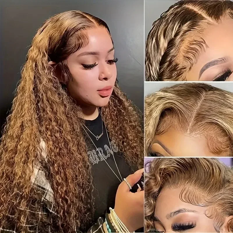Europe And America Front Lace Wig Women's Midpart Small Curly Highlighted Gradient Long Curly Voluminous Daily Wear Wig S