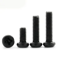 100 ชิ้น/ล็อต Cross Recessed หัวสกรู M1 M1.2 M1.6 M2 M2.5 M3 M4 M6 เหล็กคาร์บอนสีดํา Phillips เครื่องสกรูเกรด 4.8 3