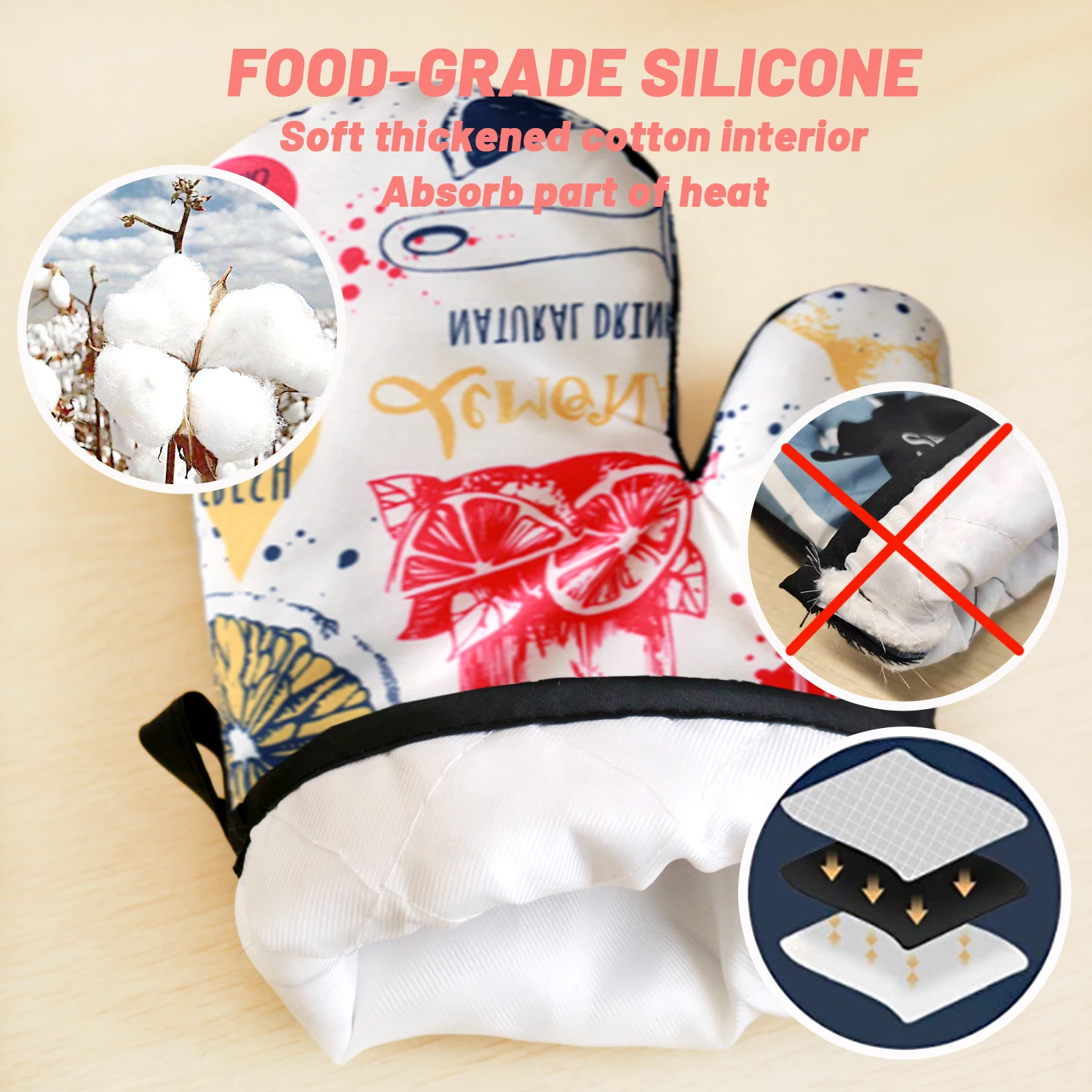 Customize Cartoon Microwave Glove Potholder Gloves Mitts Kitchen Potholder mat for BBQ Insulation Gloves Hot Oven Mitts Baking