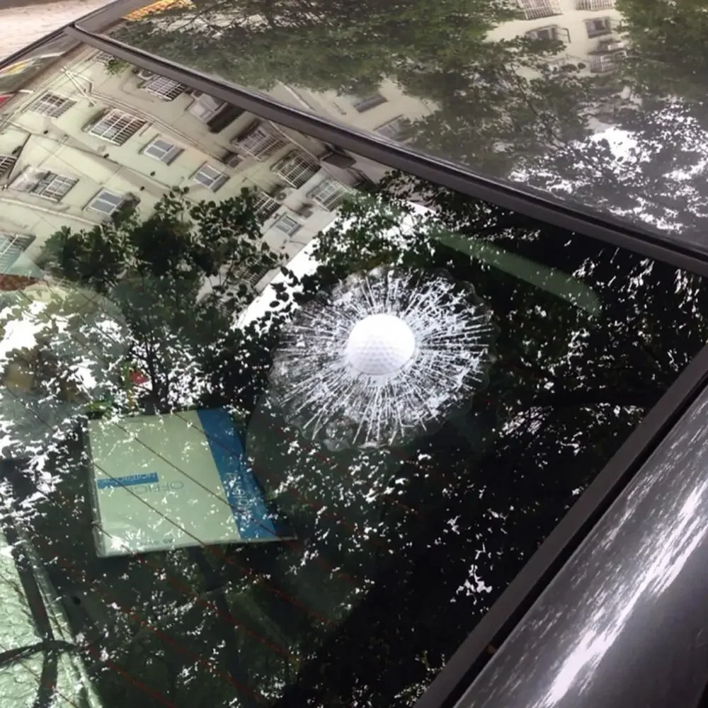 Funny 3D Golf Ball Hit Window Crack Car Windshield Decals Sticker Decoration Car Accessories