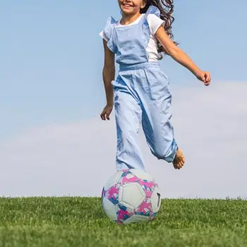 Kids Soccer Balls Abrasion-Resistant Professional Soccer Balls Match Ball With Bright Colors For Grass Artificial Turf Or Indoor 2