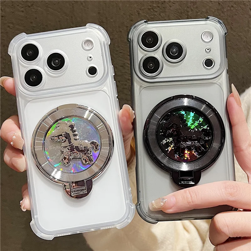 Luxury Rotating Gyro Magnetic Soft Clear Stand Case