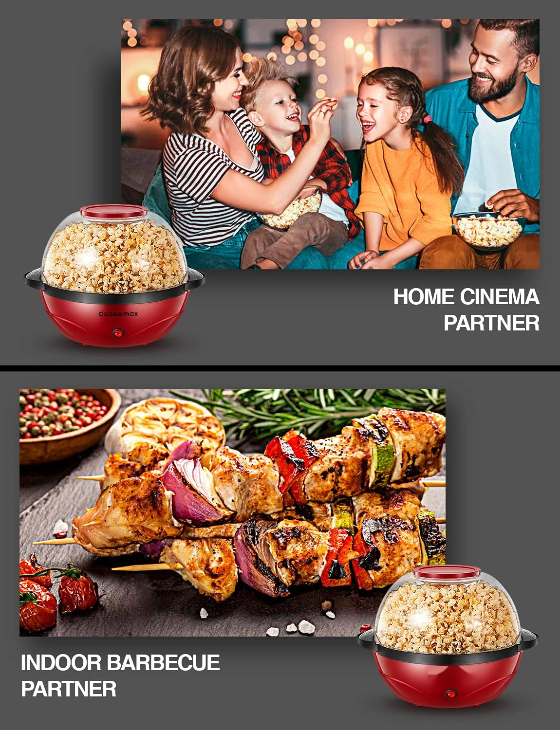 Popcorn Popper, 6 Qts Popcorn Maker with Stirring Rod, Detachable &  Nonstick Plate, Cool Touch Handles, Popcorn Machine 