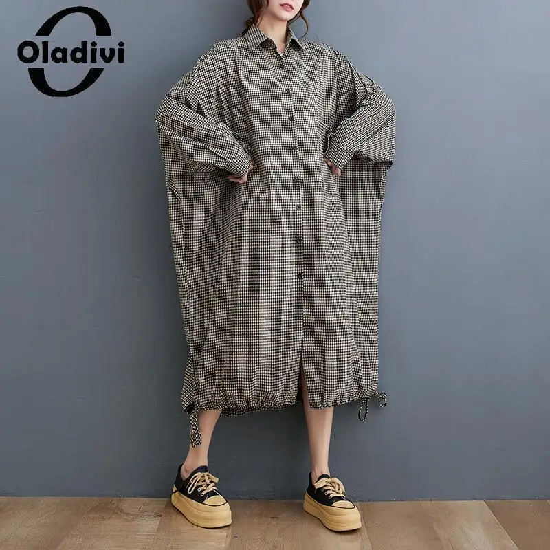 

Oladivi Long Sleeve Oversized Blouses Women 2023 Spring Autumn New Casual Loose Long Shirts Female Top Tunic Blusas 5XL 6XL 9150