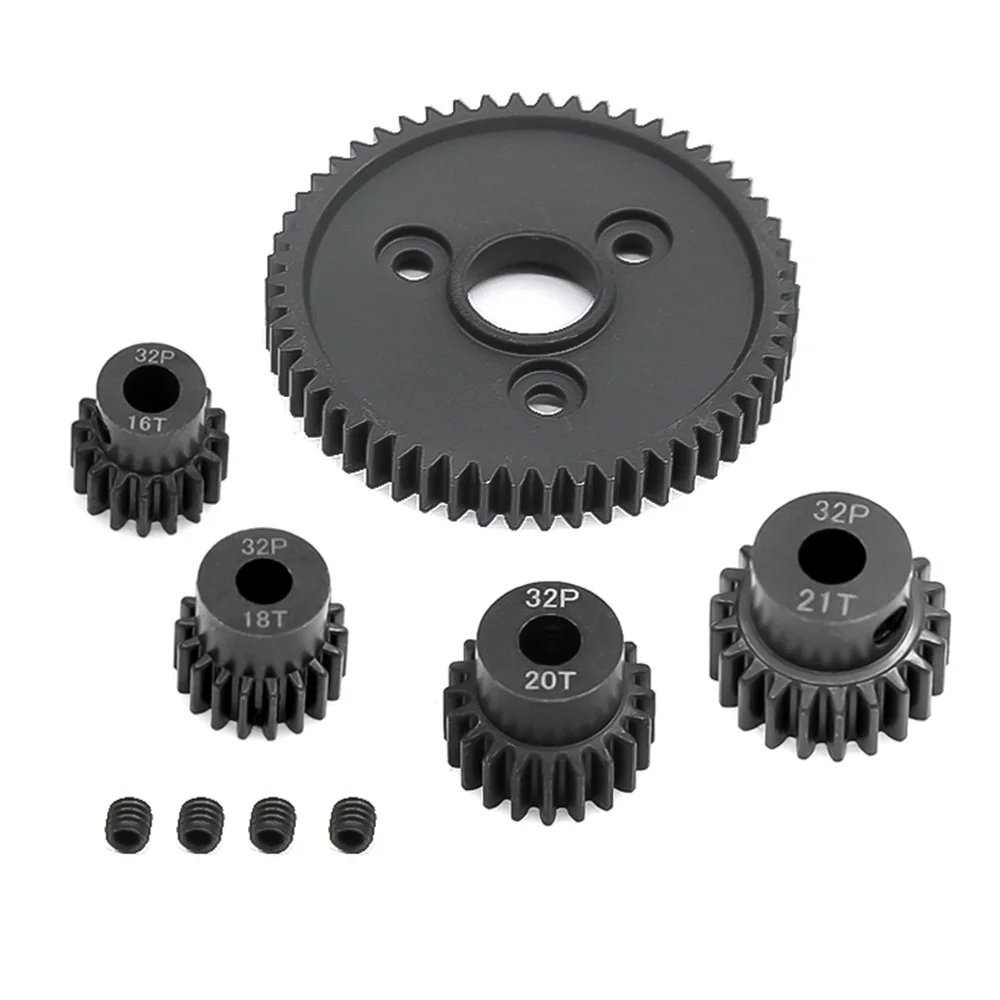 

Metal Spur Gear 54T 0.8 32P 3956 with 16T 18T 20T 21T Pinions Gear Set for 1/10 Traxxas Slash Stampede Summit