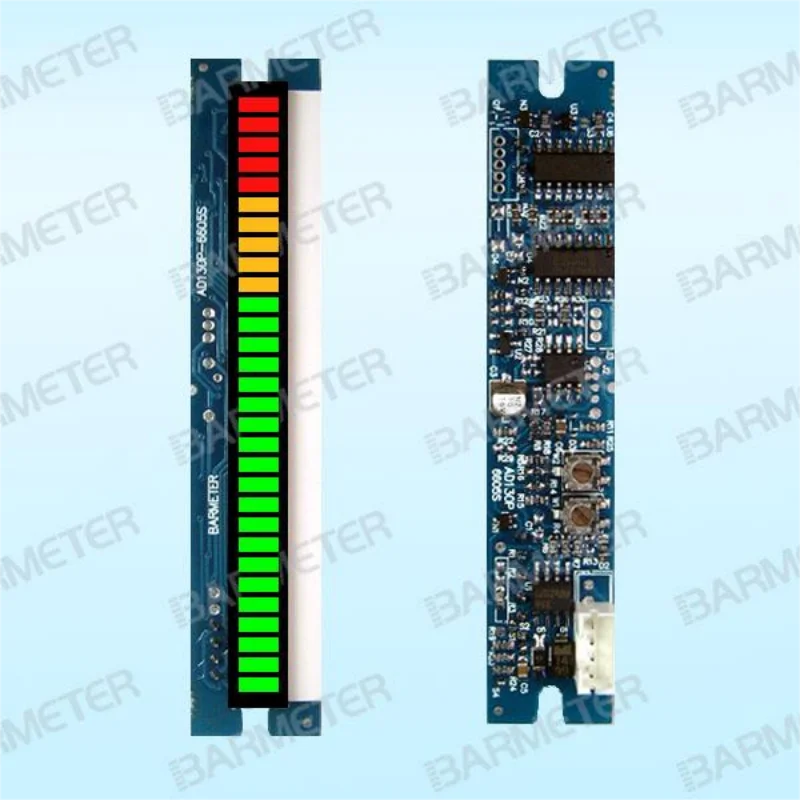 30seg 66mm LED Bargraph Display Module DC5V power supply, 0-5V input signal, 20Green+5Yellow+5Red specific item battery indicator 10seg led bargraph display module passive device 10 5 12 5v input signal 2r2y6g