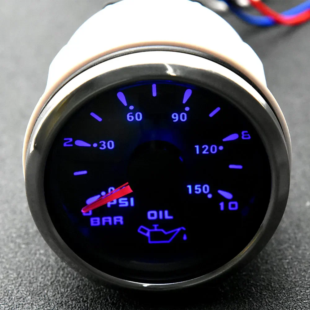 7 Color Light 52MM Pointer Oil Press Meter 0~10 Bar 0~150 PSI Oil Pressure Gauge
