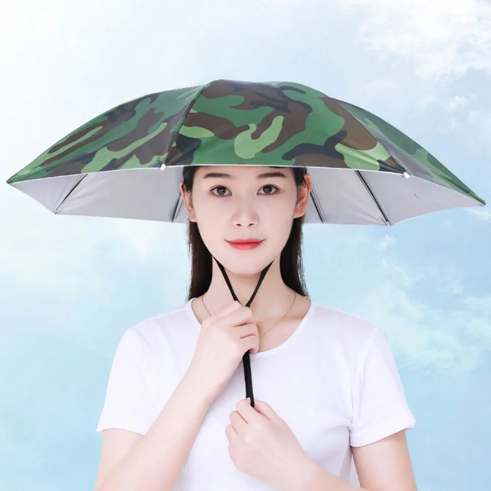 Czapka parasolka wiatroodporna głowa wędkarska w parasolce przeciwsłonecznej sprzęt przeciwdeszczowy na zewnątrz składana przenośny parasol kempingowa kapelusze na głowę plażowa