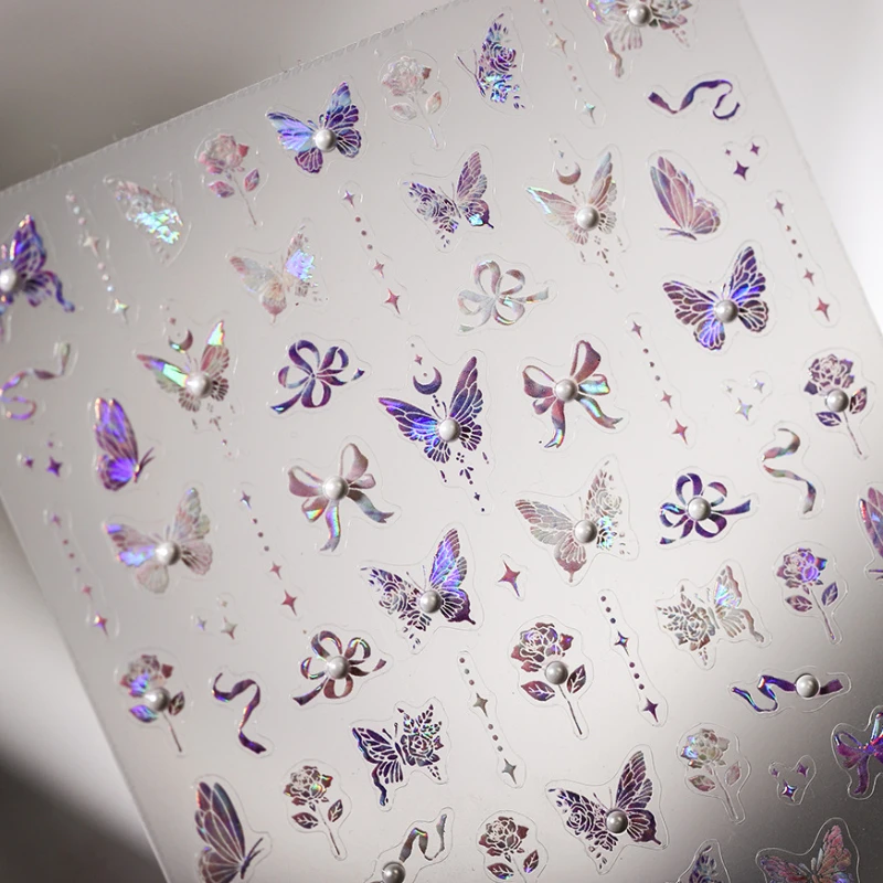 Purple-Pink-Butterfly-Rose-Bowknot-Moon-Starlight-3D-Self-Adhesive-Nail ...