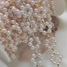 

1 Meter Beaded Chain Handmade Pearl Flower Bead Copper Necklace Chain Making for Jewelry Making DIY Bracelet Earring Accessories