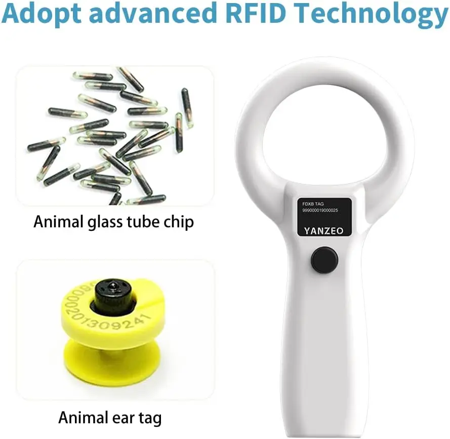 Pet 134.2kHz RFID EMID Animal Handheld Microchip Reader, Portable Pet ID Scanner Rechargeable