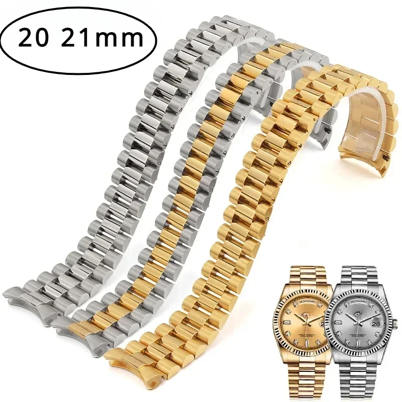 

Браслет из нержавеющей стали для часов, серебристый ремешок для часов Rolex Submariner Series с безопасной пряжкой, 20/21 мм