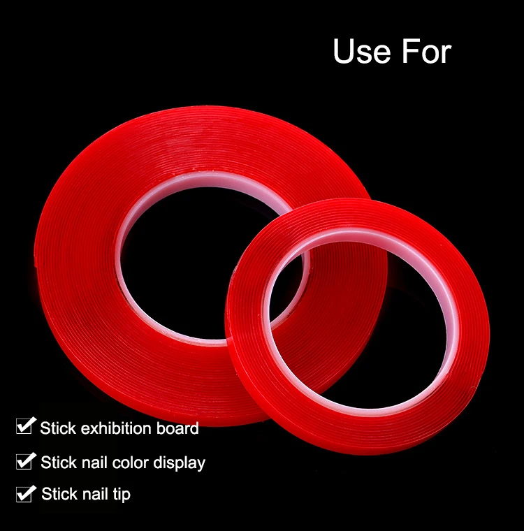 Length 3M/10M Strong Transparent Acrylic Foam Adhesive Tape Double Sided Silicone Nail Sticker Tape Glue No Traces Nail Tool