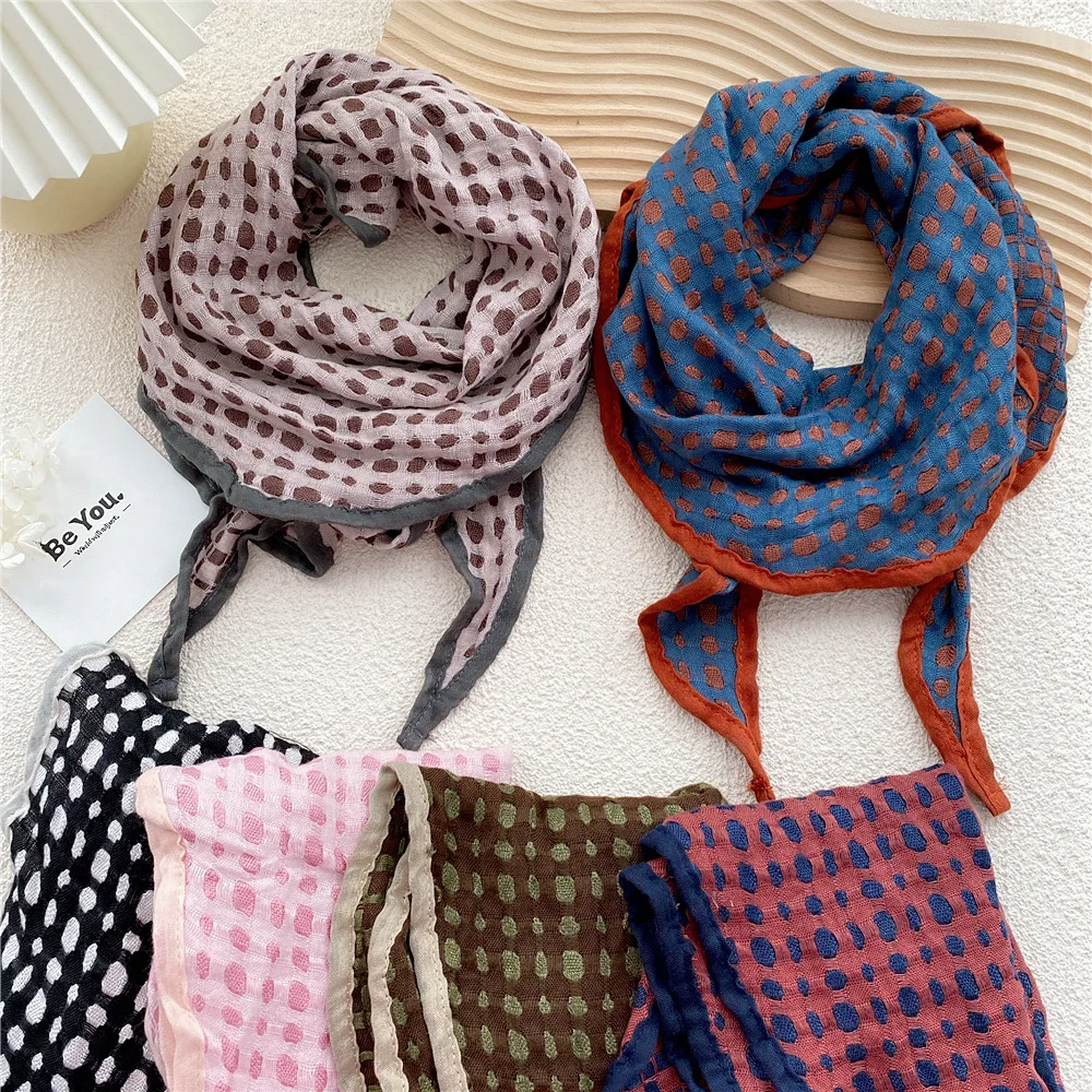 

40*160cm Cotton Linen Plaid Women Gril Rhombus Scarf Headscarf Hairscarf Turban Bandanas Shawl Wrap