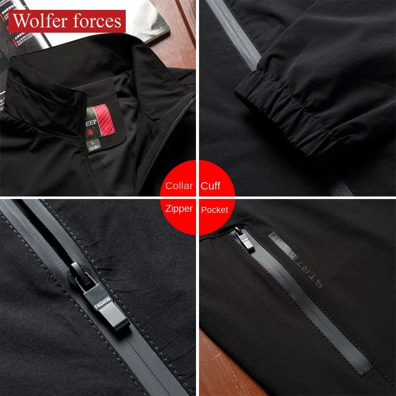 Spring Casual Coat Men's Fashion Versatile Jackets Loose Large Thin Sports Jacket Outdoor Trekking Mountaineering Windbreaker5XL