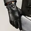 Winter Men Sheepskin Leather Gloves High Quality Keep Warm Touch Screen Windproof Driving gants moto Cycling Gloves Business 4