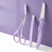 Karsyngirl 2/3Pcs Stainless Steel Eyebrow Trimmer Folding Eyebrow Trimming Suit Eyebrow Clipper Comb Tweezers Makeup Tools 2