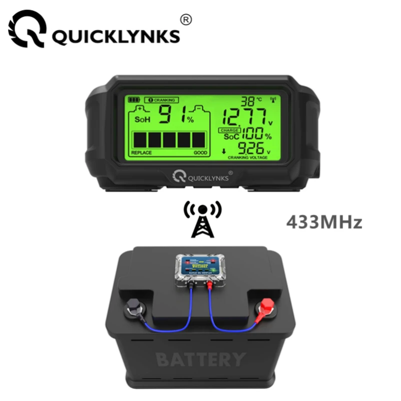 

QUICKLYNKS BM5-D 12 В, светодиодный тестер аккумулятора, монитор, дисплей для головы, профессиональный тестер состояния аккумулятора, анализатор, инструмент для тестирования зарядки