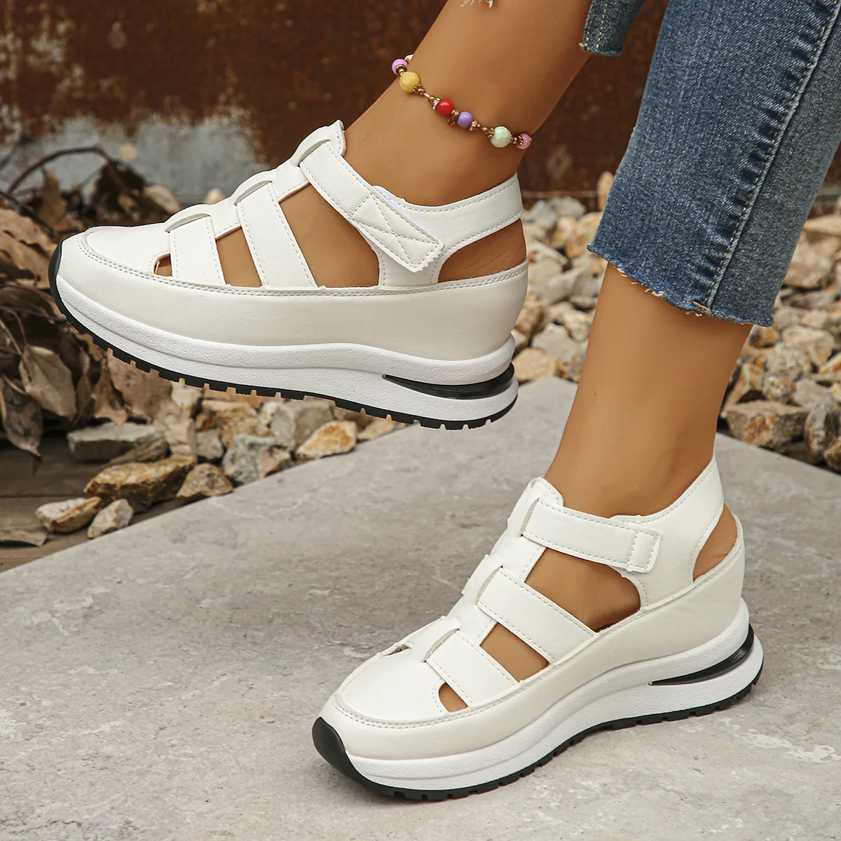 Round Toe Shoes Clogs Platform Female Footwear Low Heels Large Size Women Casual Sneaker Creepers Dress Breathable Big Size Summ 3
