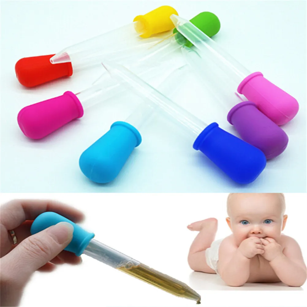 

1pcs 5ml Clear Silicone Baby Medicine Feeder Dropper Graduated Pipette Liquid Food Dropper School Lab Supplies Random Color