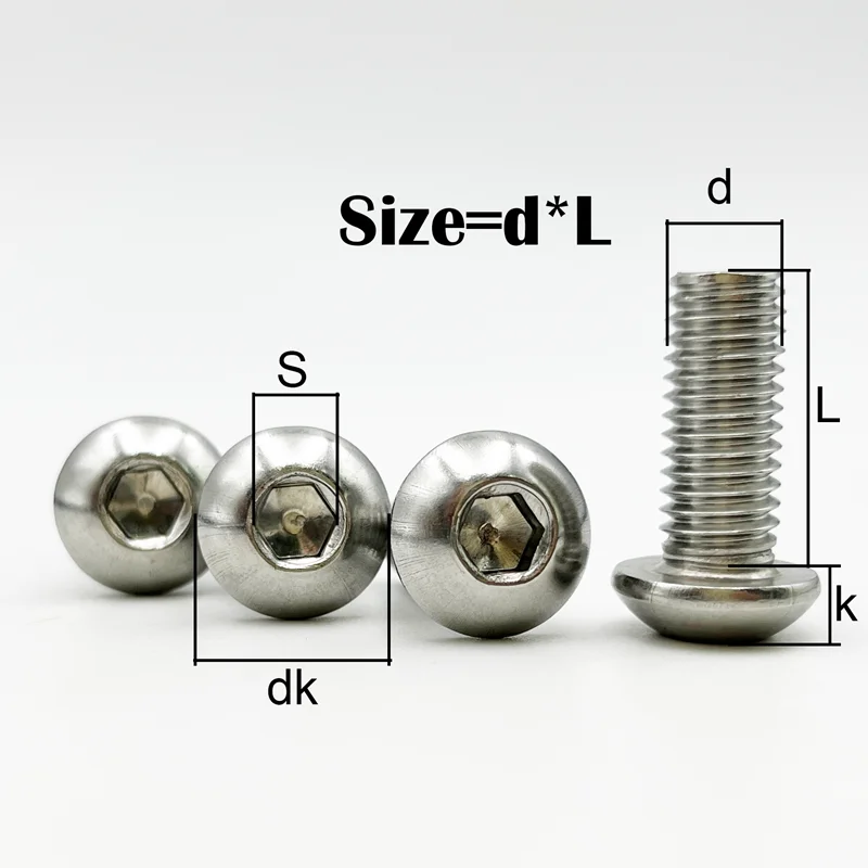Description Picture 4 of itemRound Head Hex Socket Cap Screw Bolt Washer Nut M2 M3 M4 M5 M6 Stainless Steel Round Pan Head Allen Screw Nut Kit with Hex Key