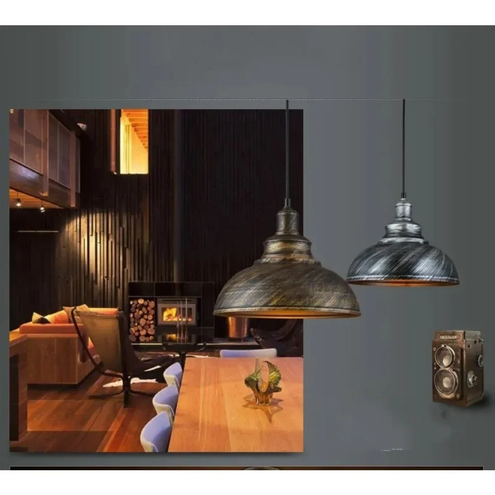 1pcs Hammered Metal Shade, Retro Dome Industrial Design  Pendant Light Fixture - Modern Black Finish Easy Installation