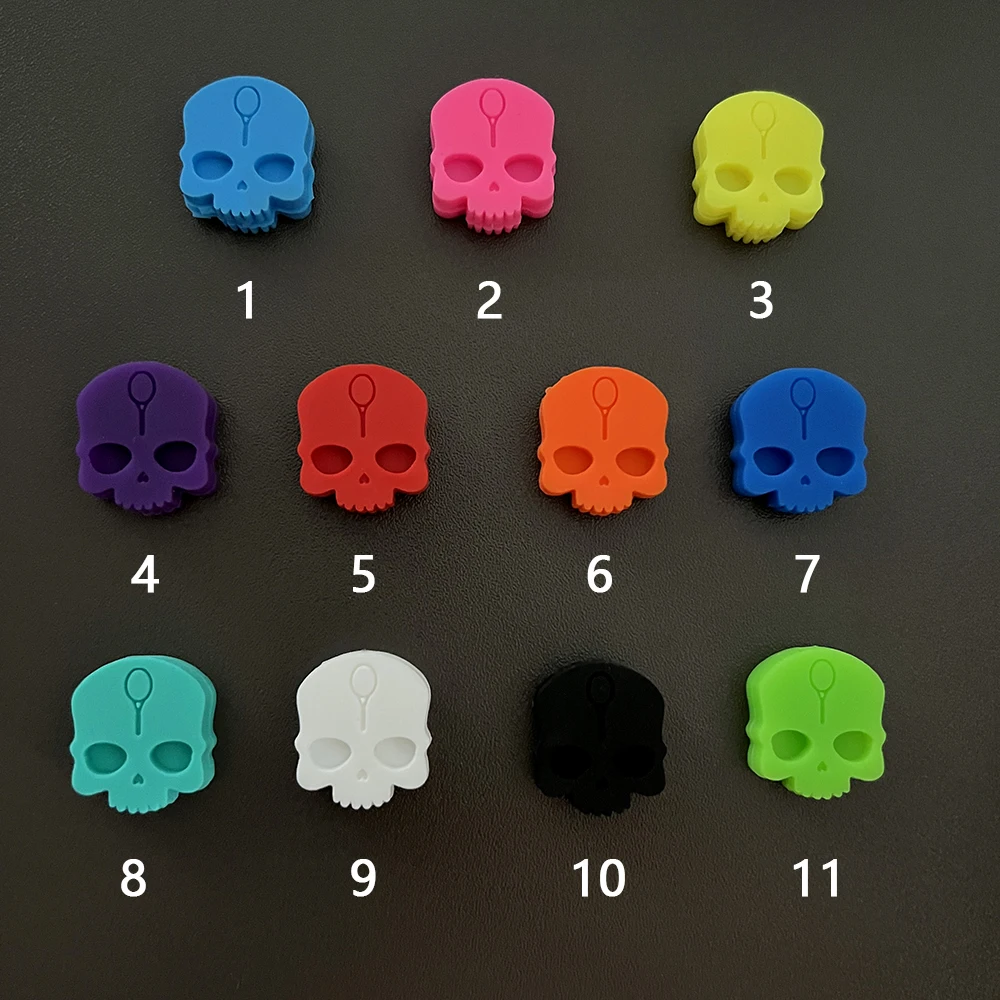 11Pcs/pack skull tennis racket shock absorber, silicone 11 colors shock absorber, tennis professional accessories