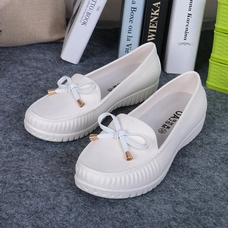 

2023 New Women's Rain Boots Short Tube Korean Lace Up Flat Rain Shoes Cute Women Rainshoes Waterproof Non-Slip Rubber Shoes