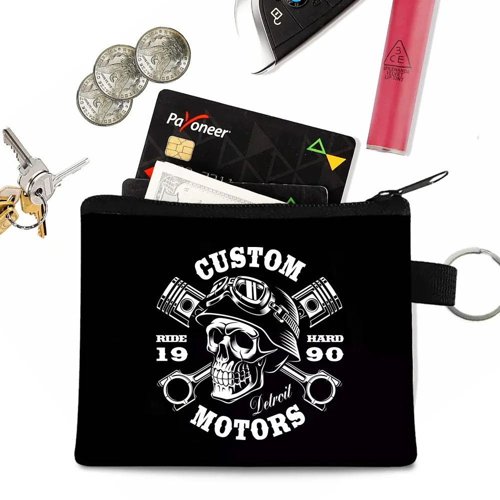 Wallet Canvas Coin Purse clutches earphone organizers small makeup bags skull pattern series zipper purse credit card holder