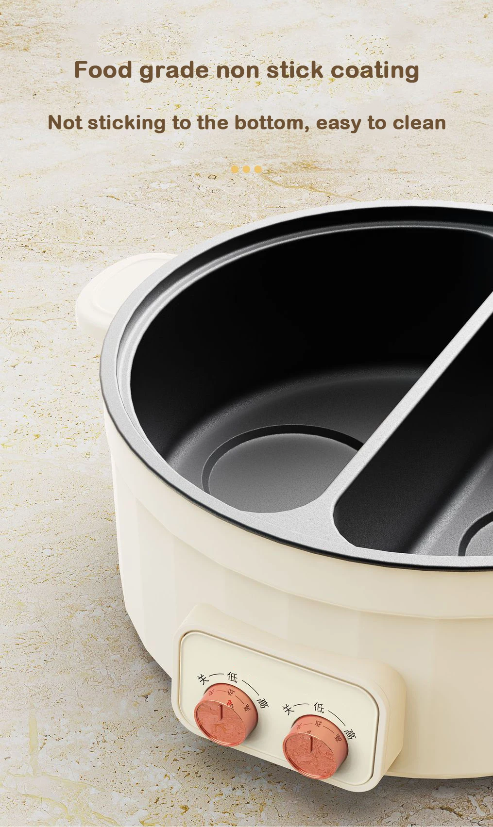 DMWD Electric Cooking Pot Multifunctional Electric Hot Pot Divided Shabu Non Stick Double-flavor Hotpot Cooker