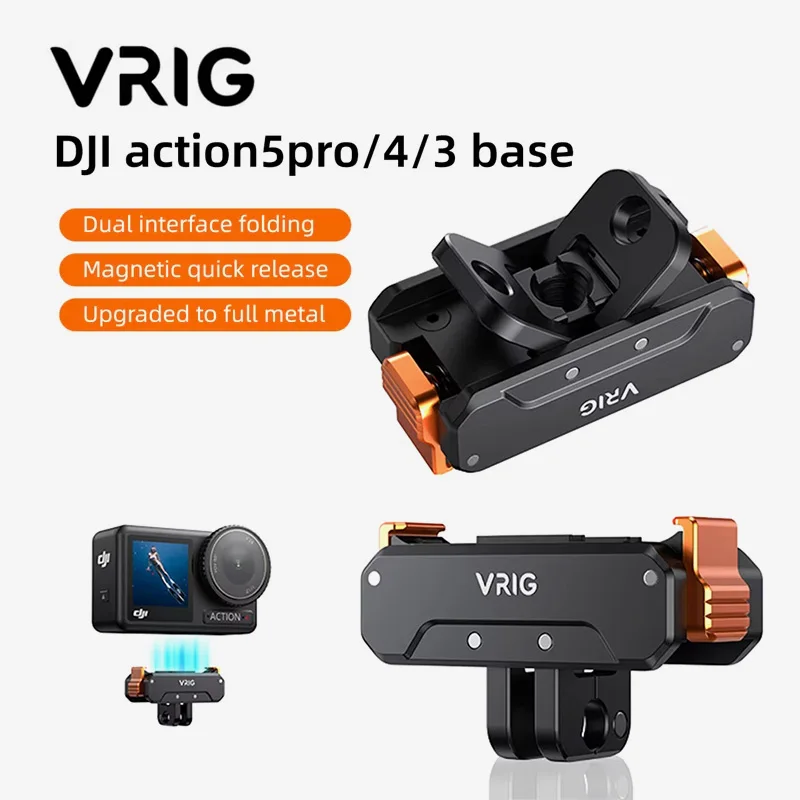 VRIG AC-31 DJI 오즈모 액션 5 프로/4/3용 마그네틱 퀵 릴리즈 마운트(1/4인치 고로 마운트 포함, 고로 12 DJI 액션 호환)