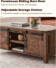 48" Farmhouse Lift Top Coffee Table with Sliding Barn Door,Rustic Center Table with Hidden Storage Compartment 5