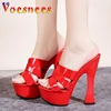 2023 Summer Black Platform Sandals Women Outdoors Leisure Slippers Fashion Slides Party High Heels 14CM Model Walking Show Shoes 4
