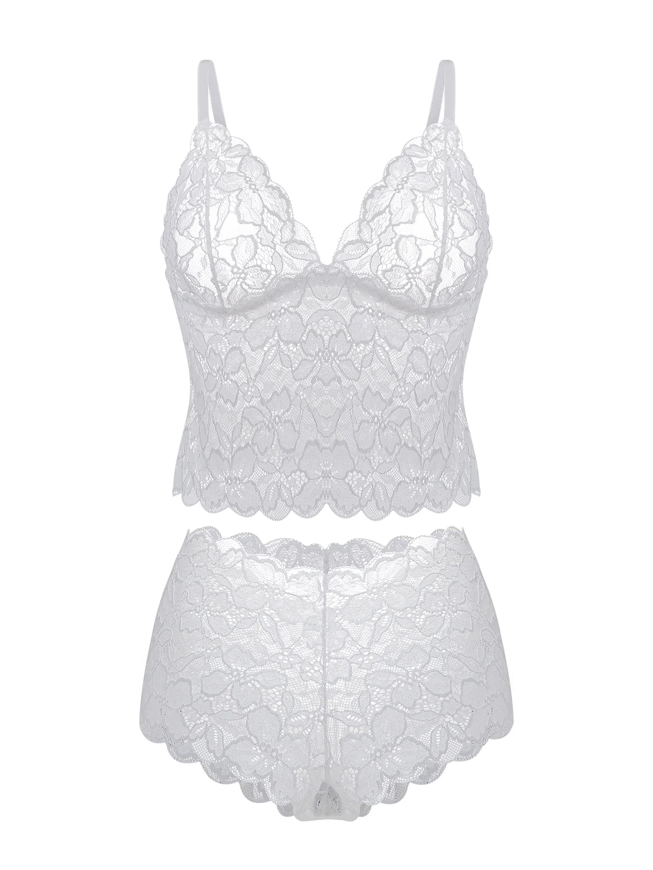 Sexy Sheer Floral Lace Bra Set for Women Wireless Unpadded Bralette and Panty Set Romantic Comfortable Underwear S-XL