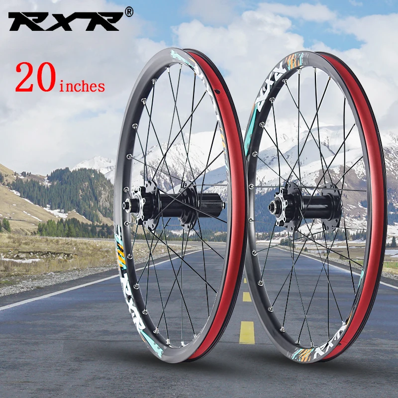 

RXR 20 inch 406 Mountain Bike Wheels 20'' MTB Bicycle hubs 24Holes Disc Brake 7/11 Speed front 2 rear 5 bearings Alloy Wheelset