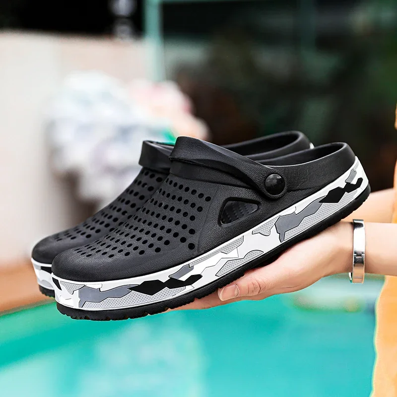 Leather Sandals Sports Slippers Men's Slipper Summer Lightweight Comfortable Sandals Men EVA Soft Sole Slides Shoes Outdoor Walking Beach Shoes Flip Flops